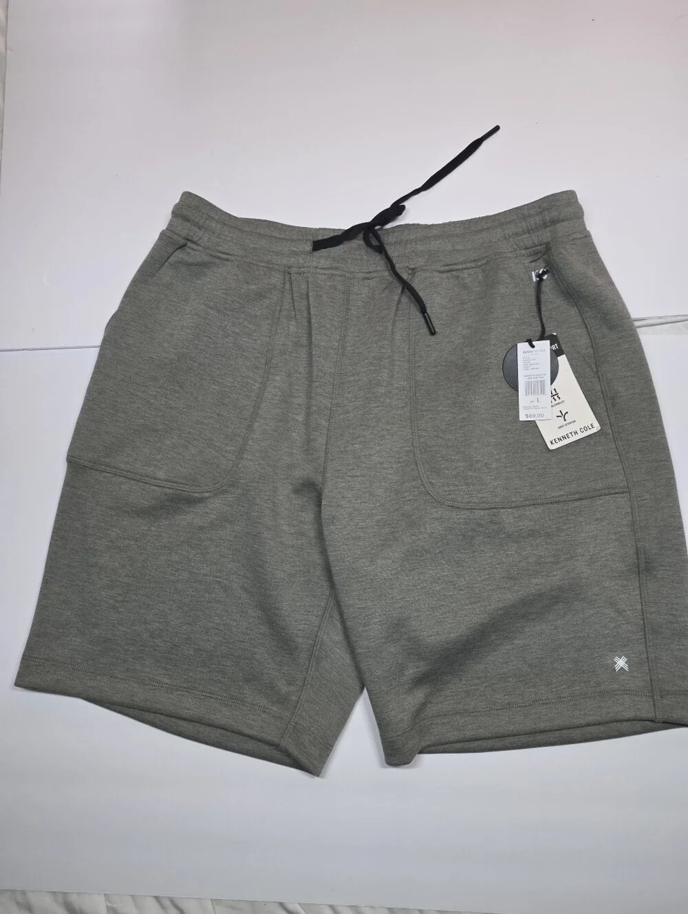 Men's Kenneth Cole Shorts Large  Tech Jogger Scuba Shorts Gray GREEN HEATHER